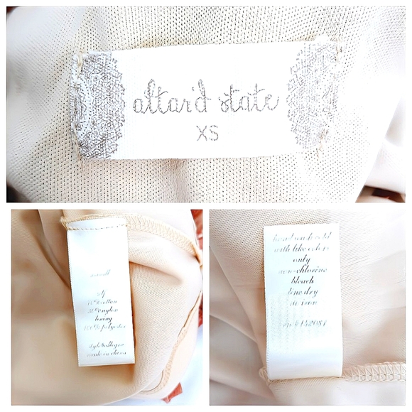 Altar’d State Blush Pink Lace Mini Dress Short Sleeve High Neck XS - Picture 9 of 9